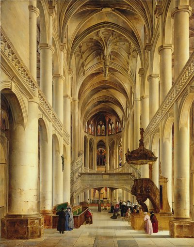 Interno della Chiesa di Saint-Etienne-du-Mont, Parigi, c.1820 da Charles Renoux